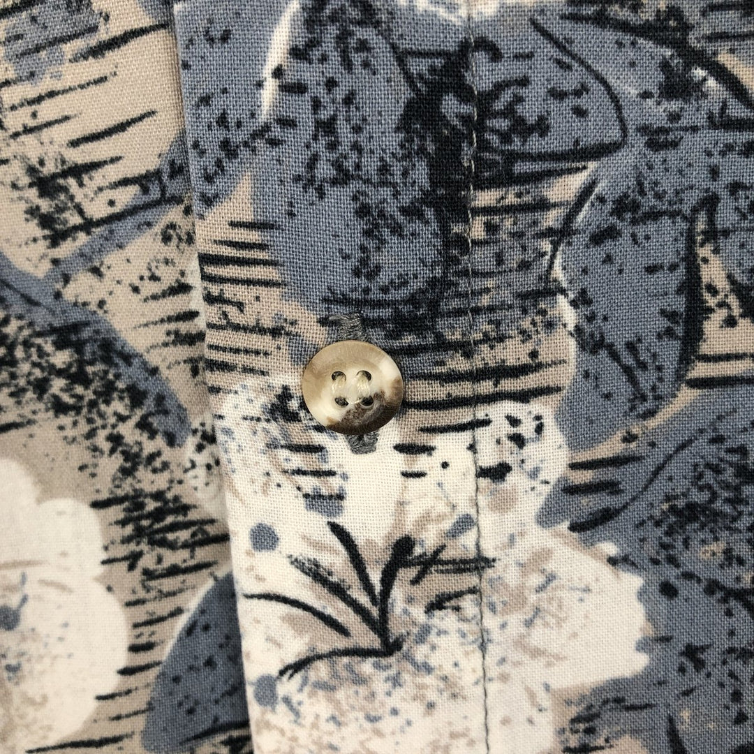 Mossimo All-over Hibiscus Pattern Hawaiian Aloha Shirt, Men's Size L (approx.) unclear navy blue type Vintage Second Hand