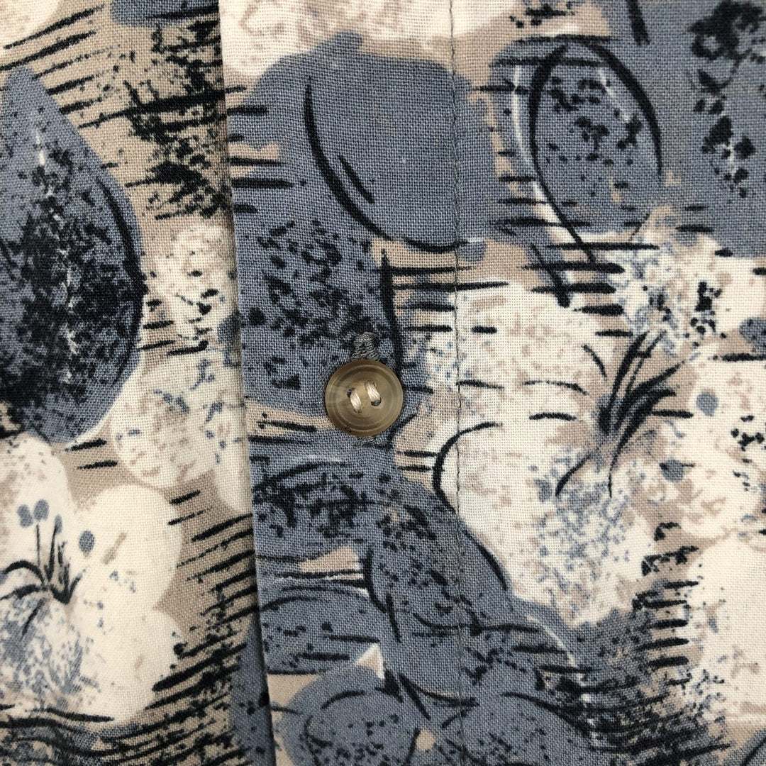 Mossimo All-over Hibiscus Pattern Hawaiian Aloha Shirt, Men's Size L (approx.) unclear navy blue type Vintage Second Hand