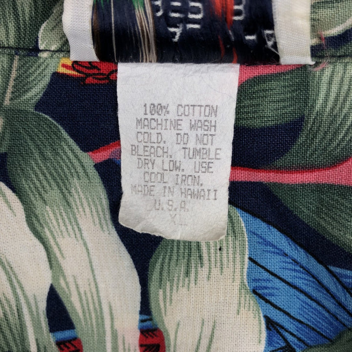 ALOHA REPUBLIC All-over Leaf Pattern Open Collar Hawaiian Aloha Shirt, Boxy Shirt, Made in Hawaii, Men's XL Equivalent cotton navy blue type Vintage Second Hand