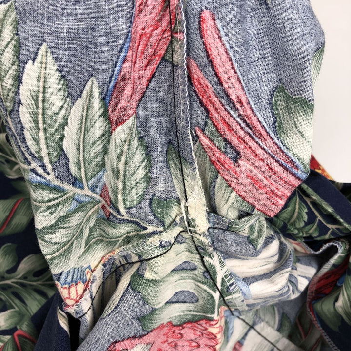 ALOHA REPUBLIC All-over Leaf Pattern Open Collar Hawaiian Aloha Shirt, Boxy Shirt, Made in Hawaii, Men's XL Equivalent cotton navy blue type Vintage Second Hand