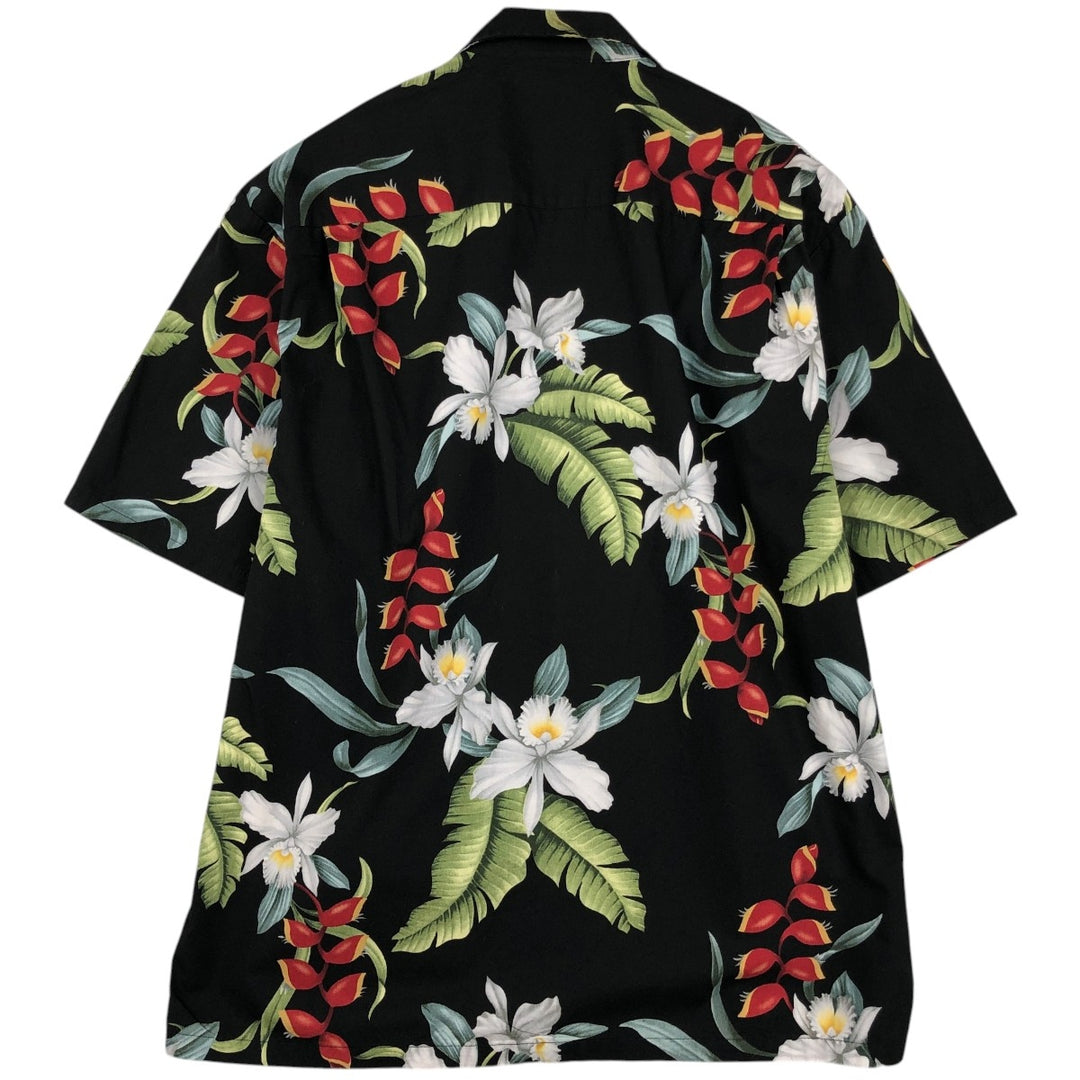 PACIFIC LEGEND All-over Floral Print Open Collar Hawaiian Aloha Shirt, Boxy Shirt, Made in Hawaii, Men's XL Equivalent cotton black type Vintage Second Hand