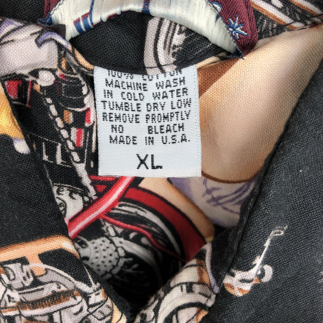 HIGH SEAS Trading Co. Pin-up Girl All-Over Print Hawaiian Aloha Shirt, Boxy Shirt, Made in USA, Men's XL Equivalent, Vintage cotton black type Vintage Second Hand