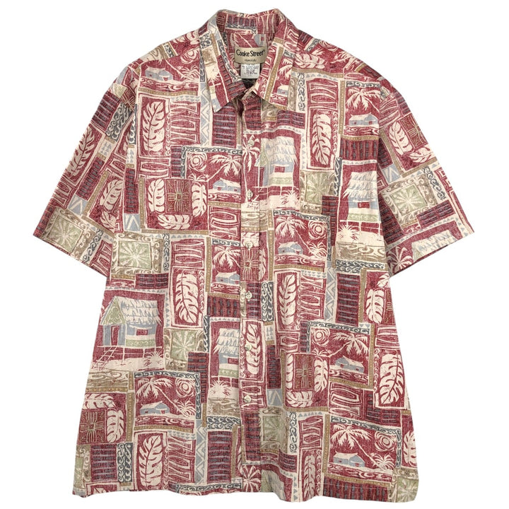 Cooke Street all-over print Hawaiian Aloha shirt, boxy shirt, made in Hawaii, men's size XXL equivalent, vintage. cotton red type Vintage Second Hand