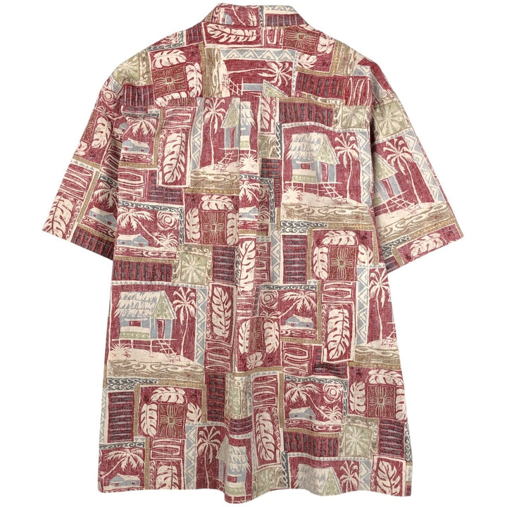 Cooke Street all-over print Hawaiian Aloha shirt, boxy shirt, made in Hawaii, men's size XXL equivalent, vintage. cotton red type Vintage Second Hand