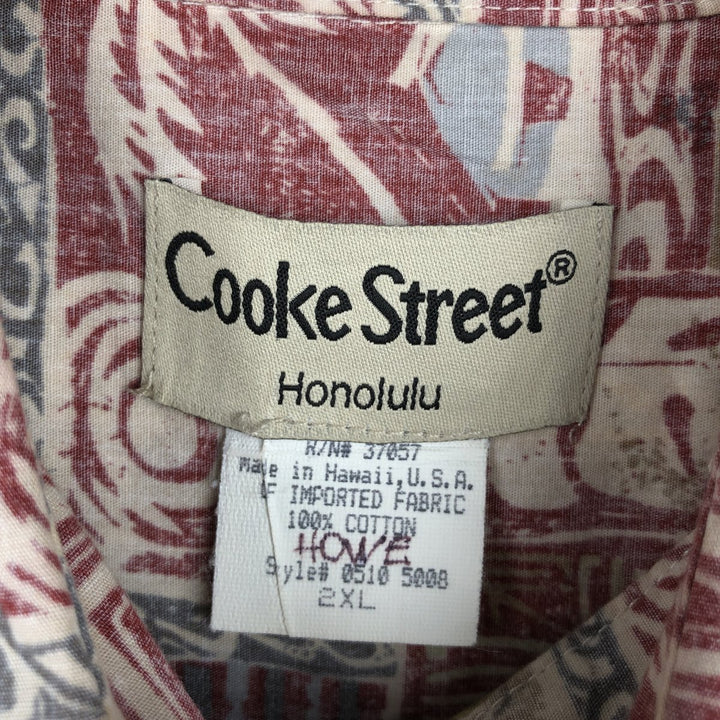 Cooke Street all-over print Hawaiian Aloha shirt, boxy shirt, made in Hawaii, men's size XXL equivalent, vintage. cotton red type Vintage Second Hand