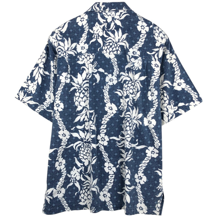 BILLABONG AUTHENTIC CLASSICS All-over print Hawaiian Aloha shirt, Made in USA, Size L (Men's L equivalent), Open collar, Boxy shirt. cotton navy blue type Vintage Second Hand