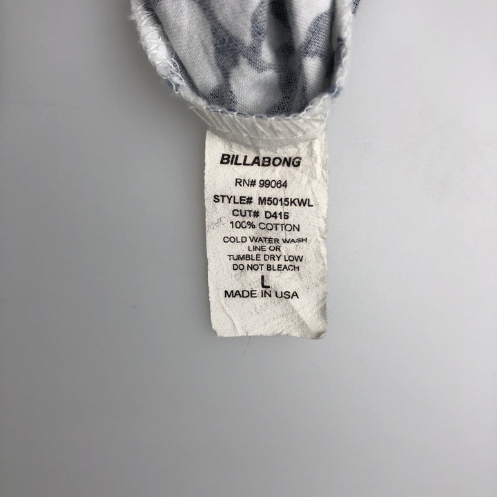 BILLABONG AUTHENTIC CLASSICS All-over print Hawaiian Aloha shirt, Made in USA, Size L (Men's L equivalent), Open collar, Boxy shirt. cotton navy blue type Vintage Second Hand
