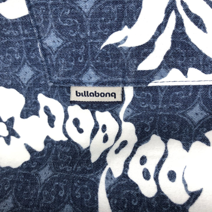 BILLABONG AUTHENTIC CLASSICS All-over print Hawaiian Aloha shirt, Made in USA, Size L (Men's L equivalent), Open collar, Boxy shirt. cotton navy blue type Vintage Second Hand