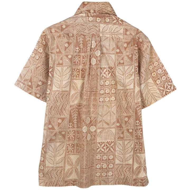 Sears all-over print Hawaiian Aloha shirt, boxy style, men's size S. unclear Beige type Vintage Second Hand