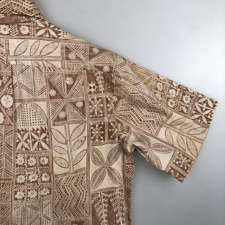 Sears all-over print Hawaiian Aloha shirt, boxy style, men's size S. unclear Beige type Vintage Second Hand