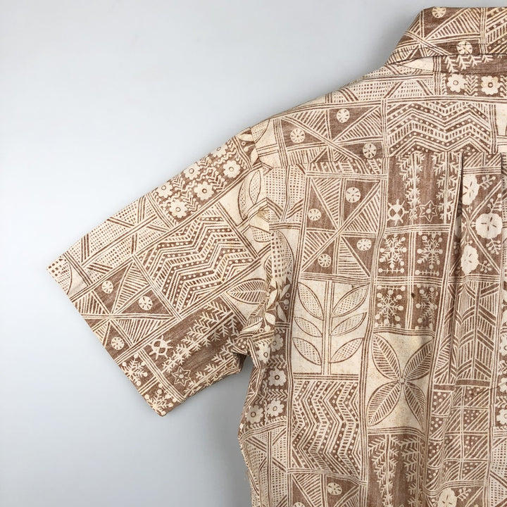 Sears all-over print Hawaiian Aloha shirt, boxy style, men's size S. unclear Beige type Vintage Second Hand
