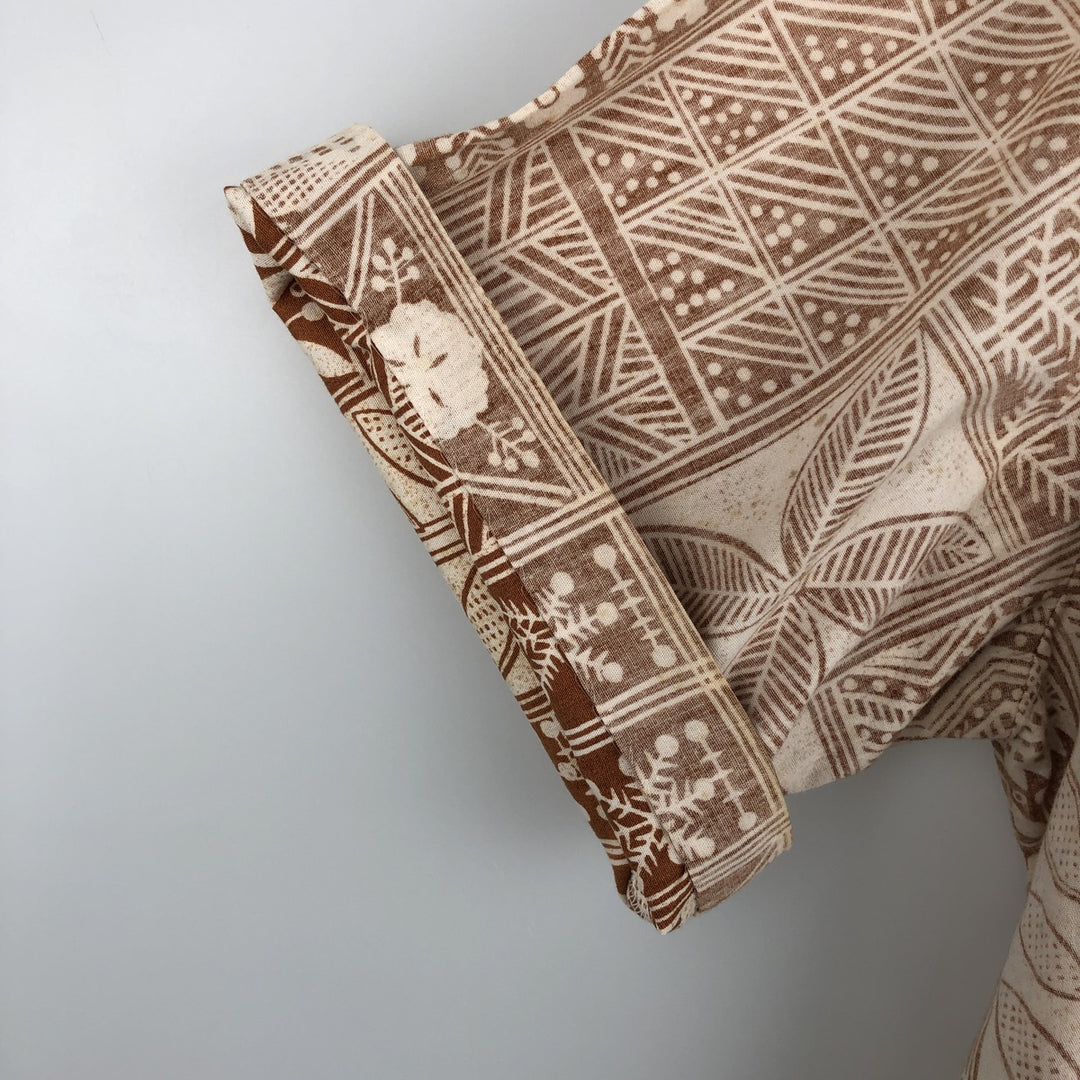 Sears all-over print Hawaiian Aloha shirt, boxy style, men's size S. unclear Beige type Vintage Second Hand