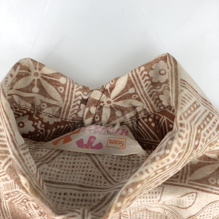 Sears all-over print Hawaiian Aloha shirt, boxy style, men's size S. unclear Beige type Vintage Second Hand