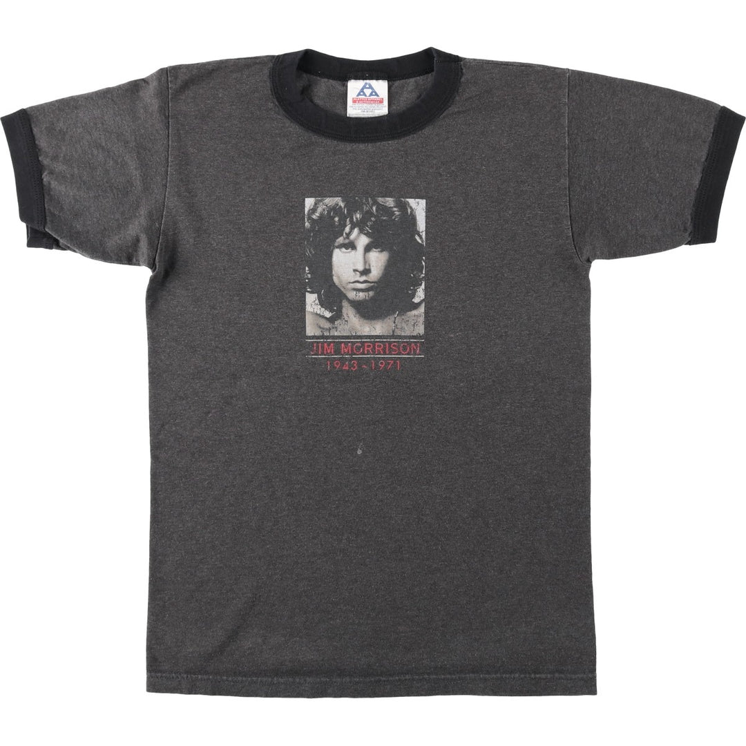 2000'S ALSTYLE JIM MORRISON Ringer T-shirt, Men's Size S (approx.) cotton Charcoal Vintage Second Hand