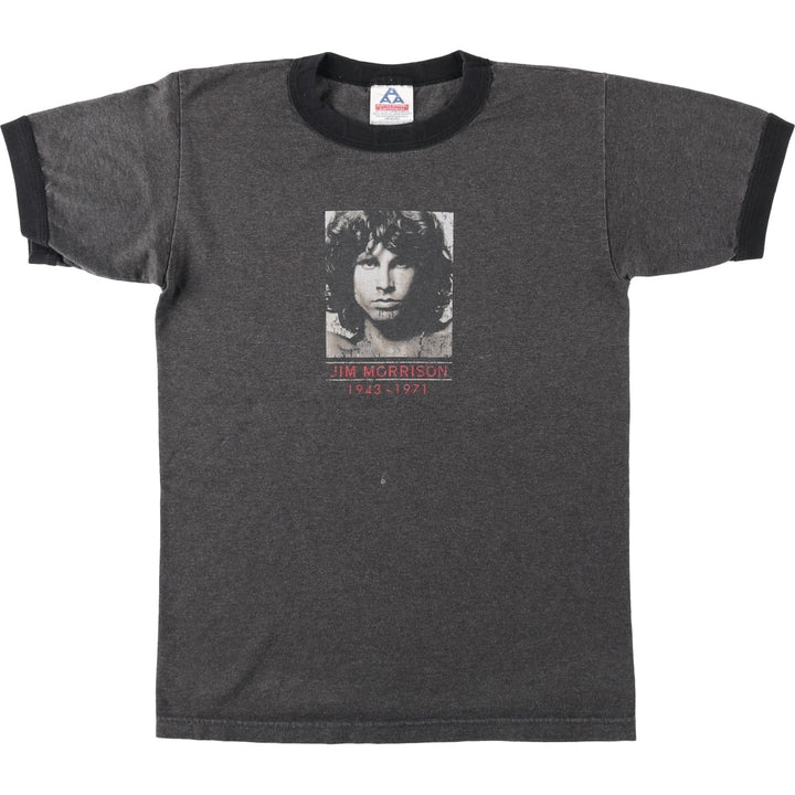 2000'S ALSTYLE JIM MORRISON Ringer T-shirt, Men's Size S (approx.) cotton Charcoal Vintage Second Hand