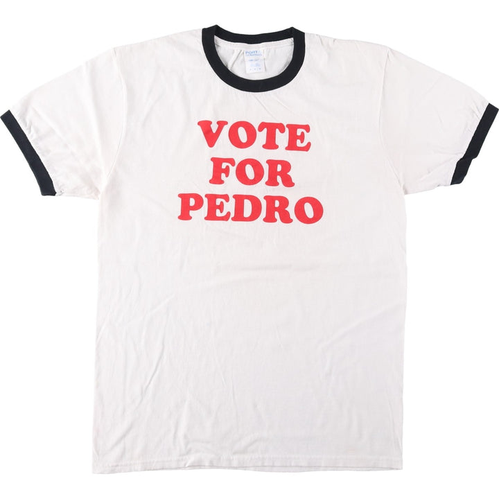 PORT AND COMPANY Napoleon Dynamite Movie Ringer T-Shirt (Men's Size M) cotton white type Vintage Second Hand