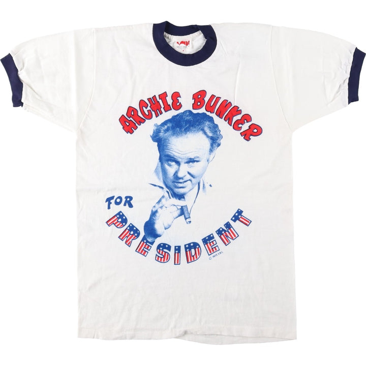 70'S Varsity House Archie Bunker's Extraordinary Family Movie Ringer T-Shirt Men's Size M (Equivalent) Vintage cotton white type Vintage Second Hand