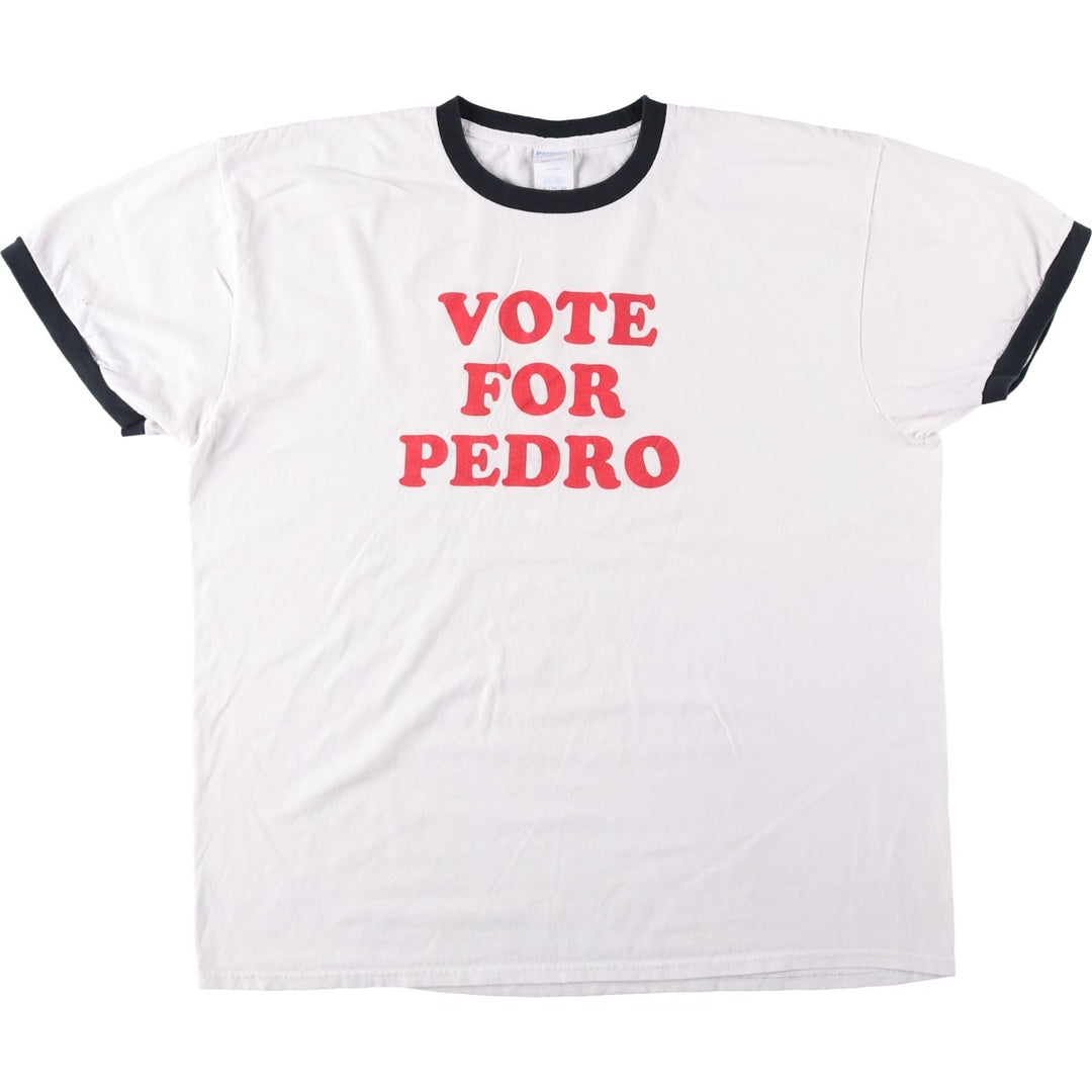 PORT AND COMPANY Napoleon Dynamite Movie Ringer T-Shirt (Men's XL equivalent) cotton white type Vintage Second Hand