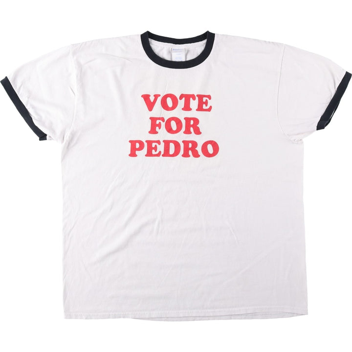 PORT AND COMPANY Napoleon Dynamite Movie Ringer T-Shirt (Men's XL equivalent) cotton white type Vintage Second Hand