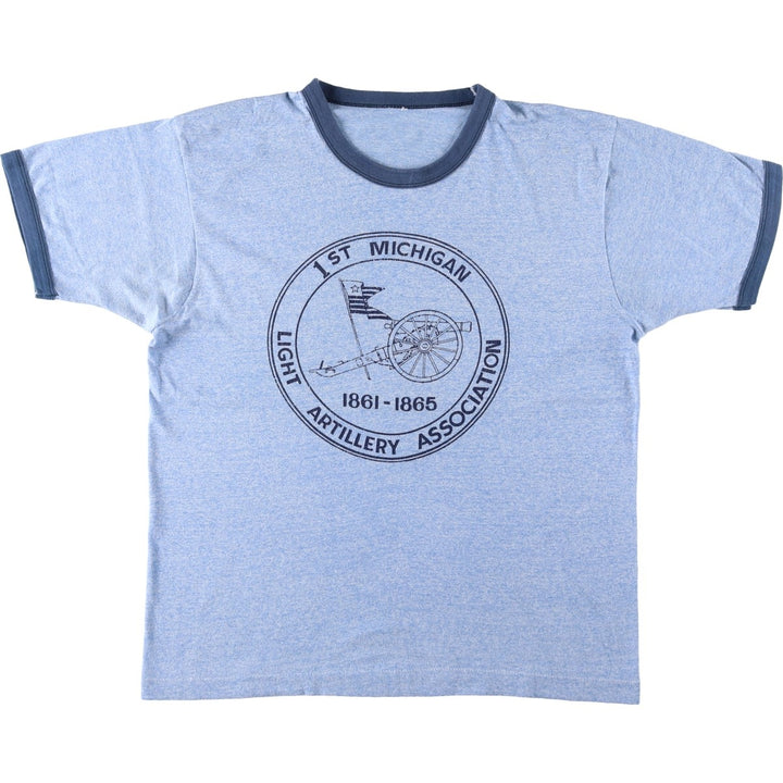 American Civil War Ringer T-shirt, Men's Size M (Equivalent), Vintage unclear blue type Vintage Second Hand
