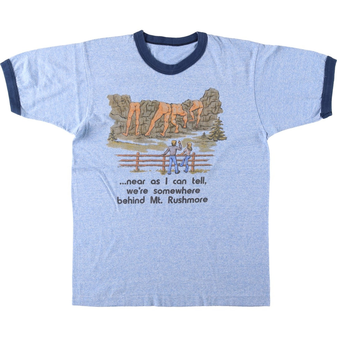 Ringer T-shirt, Men's Size S (approx.), Vintage unclear blue type Vintage Second Hand