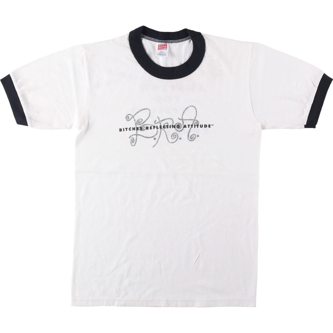 90'S Sofie Ringer T-Shirt, Made in USA, Men's Size S (Equivalent), Vintage polyester white type Vintage Second Hand