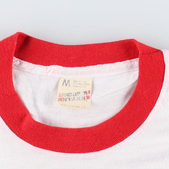 80'S Screen Stars Ringer T-Shirt, Made in USA, Men's Size M (approx.), Vintage cotton white type Vintage Second Hand