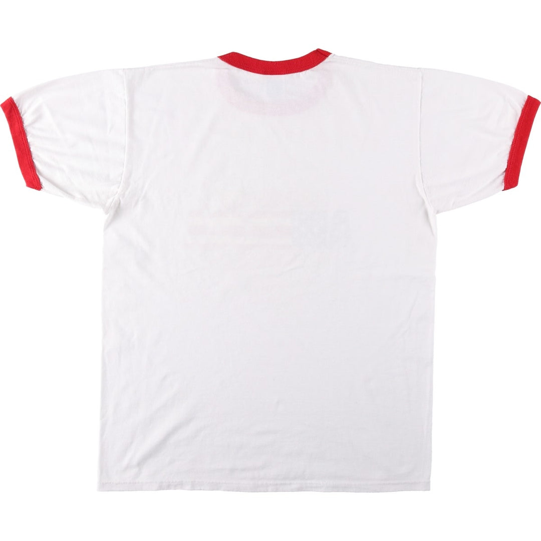 80s-90'S Jerzees American flag ringer t-shirt, made in USA, men's size L equivalent, vintage. cotton white type Vintage Second Hand