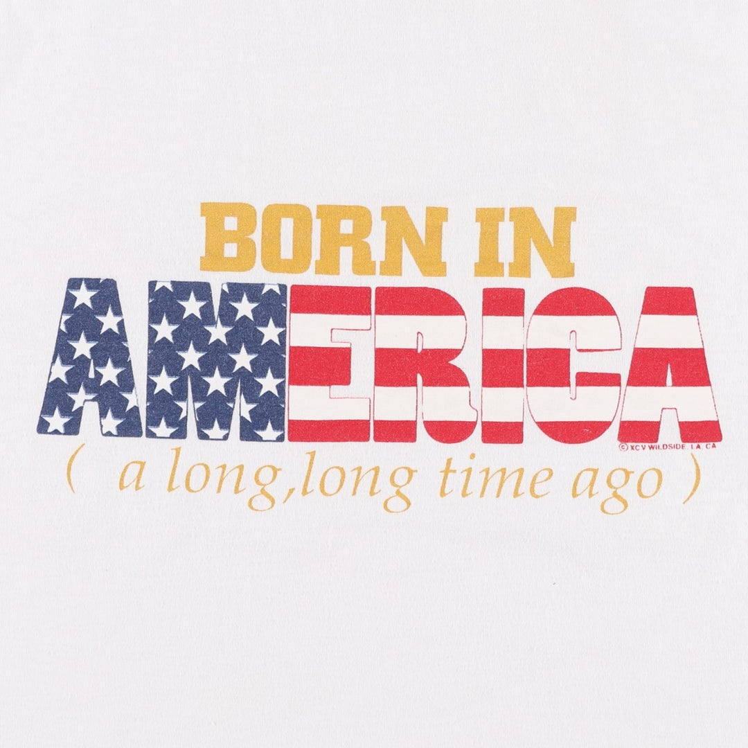 80s-90'S Jerzees American flag ringer t-shirt, made in USA, men's size L equivalent, vintage. cotton white type Vintage Second Hand