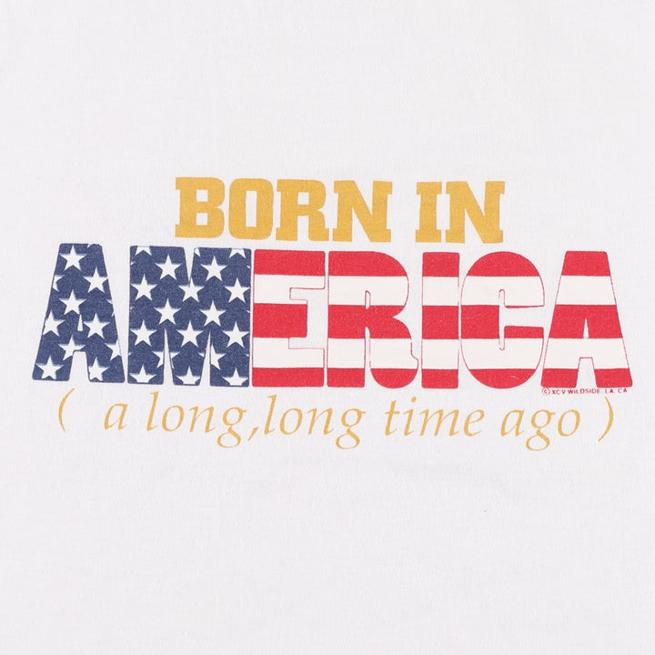 80s-90'S Jerzees American flag ringer t-shirt, made in USA, men's size L equivalent, vintage. cotton white type Vintage Second Hand