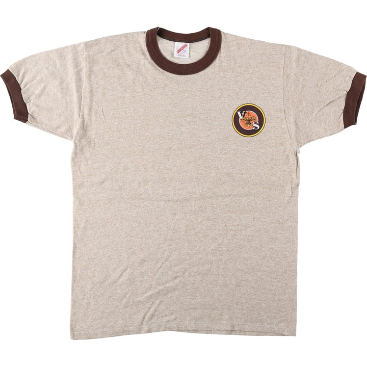 80s-90'S Jerzees Boy Scout Ringer T-Shirt, Made in USA, Men's Size L (Equivalent), Vintage polyester Beige type Vintage Second Hand