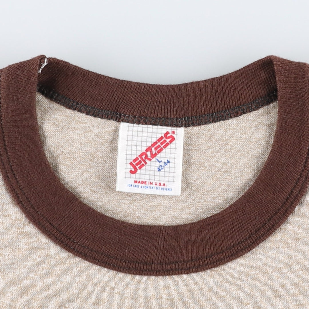 80s-90'S Jerzees Boy Scout Ringer T-Shirt, Made in USA, Men's Size L (Equivalent), Vintage polyester Beige type Vintage Second Hand