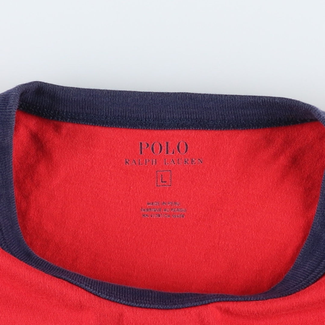 Ralph Lauren POLO RALPH LAUREN American flag pattern ringer t-shirt, women's size M (approx.) cotton red type Vintage Second Hand