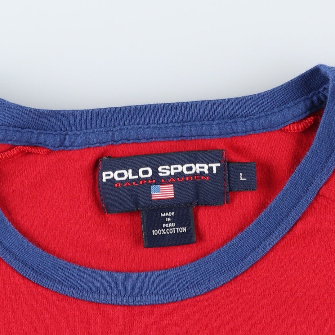 90'S Ralph Lauren POLO SPORT Ringer T-shirt, Men's Size L (approx.), Vintage cotton red type Vintage Second Hand