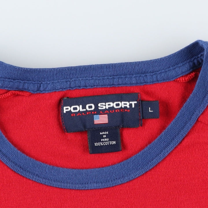 90'S Ralph Lauren POLO SPORT Ringer T-shirt, Men's Size L (approx.), Vintage cotton red type Vintage Second Hand