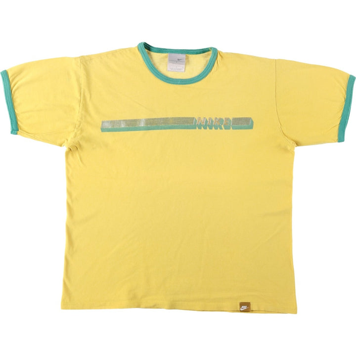 2000'S Nike Ringer T-shirt, Men's Size L cotton yellow type Vintage Second Hand