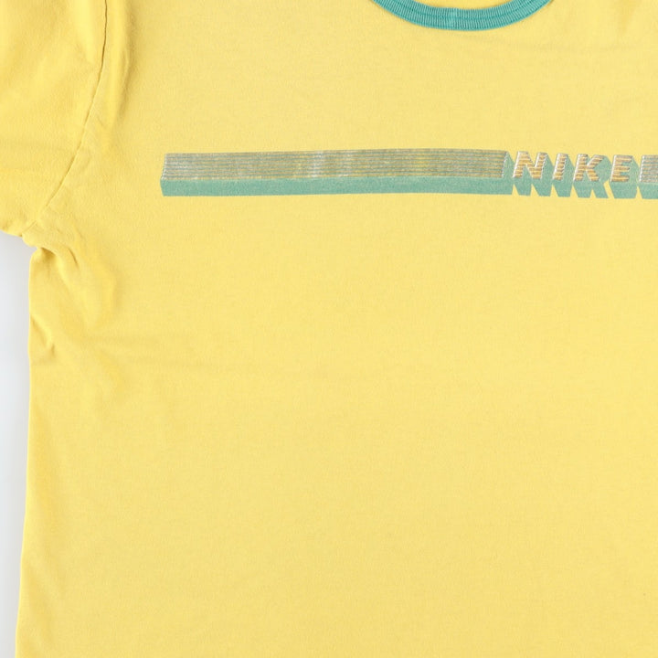 2000'S Nike Ringer T-shirt, Men's Size L cotton yellow type Vintage Second Hand
