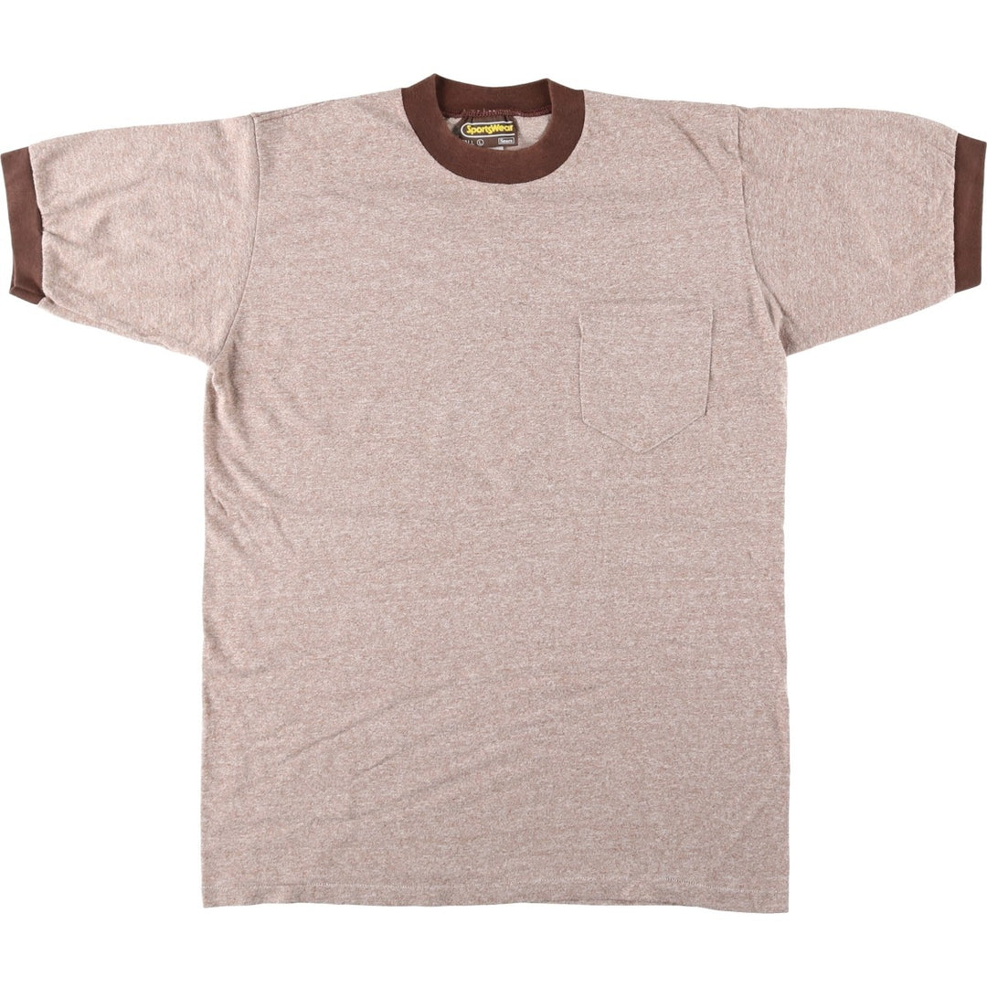70s-80'S Sears Sportswear Ringer T-shirt, Men's Size L (approx.), Vintage polyester brown type Vintage Second Hand