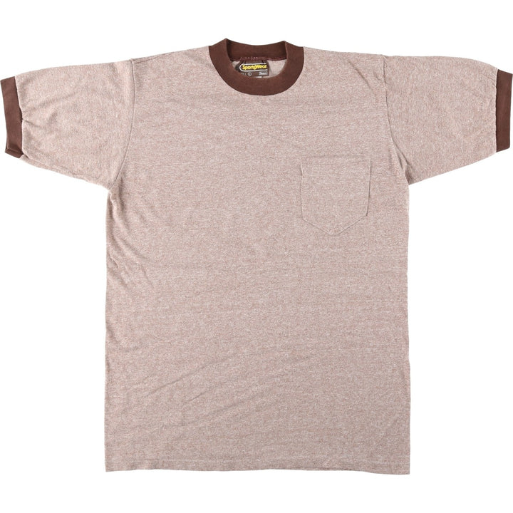70s-80'S Sears Sportswear Ringer T-shirt, Men's Size L (approx.), Vintage polyester brown type Vintage Second Hand