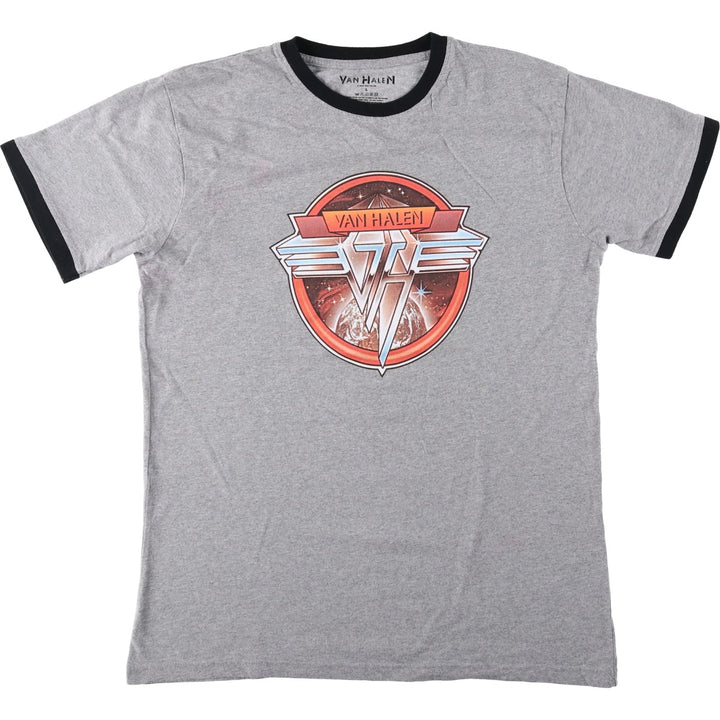 VAN HALEN ringer t-shirt, men's size L (approx.) Recycled Cotton gray type Vintage Second Hand
