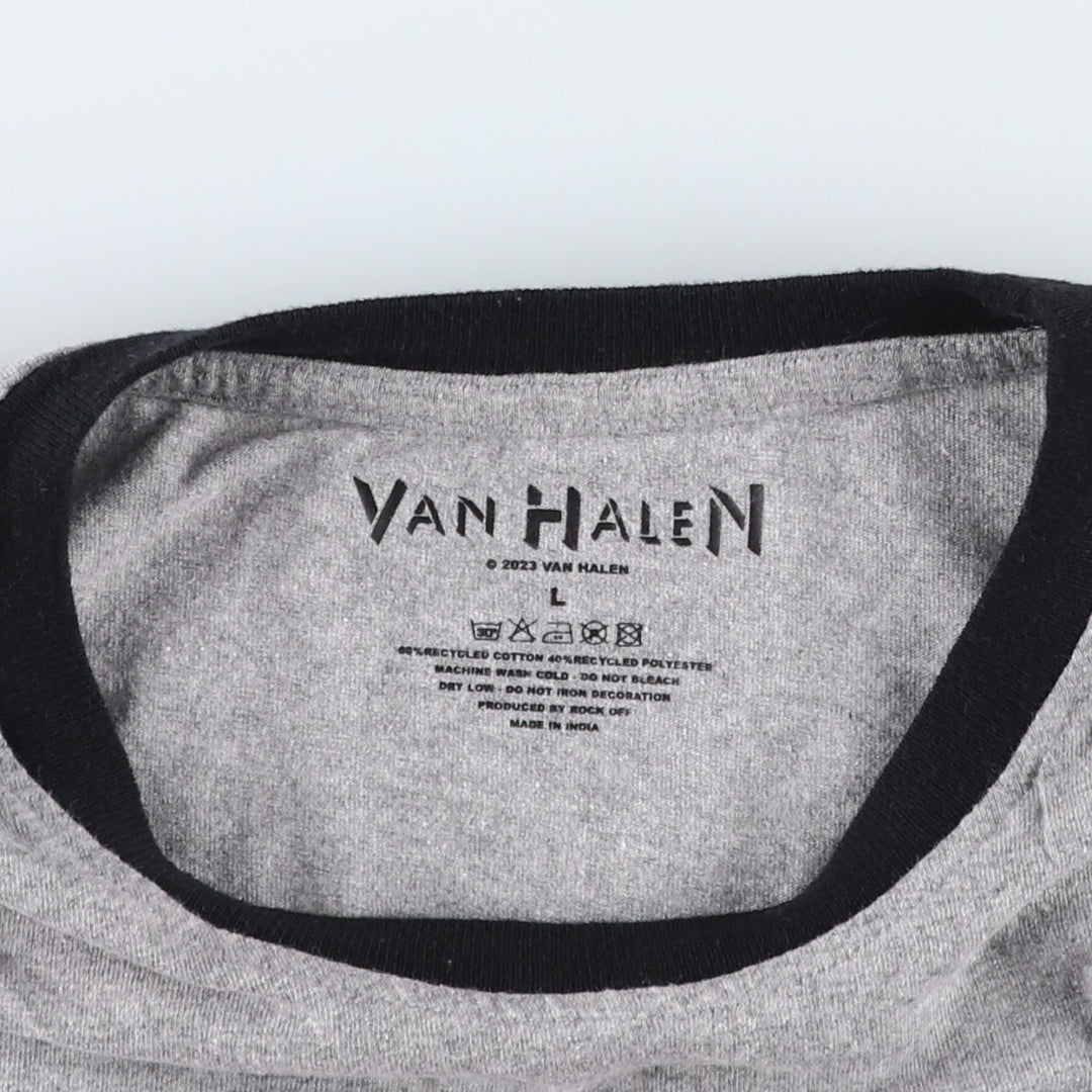 VAN HALEN ringer t-shirt, men's size L (approx.) Recycled Cotton gray type Vintage Second Hand