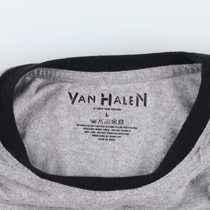 VAN HALEN ringer t-shirt, men's size L (approx.) Recycled Cotton gray type Vintage Second Hand
