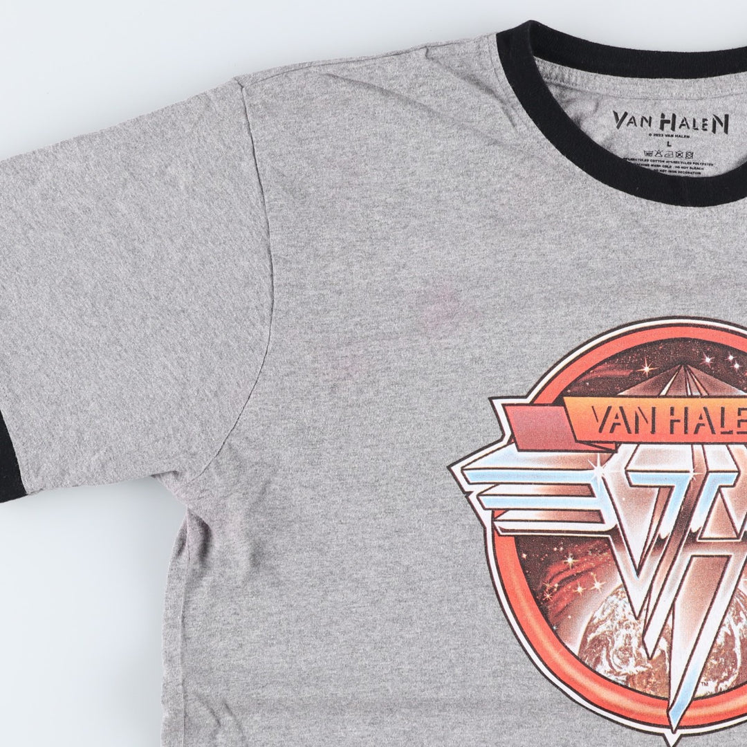 VAN HALEN ringer t-shirt, men's size L (approx.) Recycled Cotton gray type Vintage Second Hand