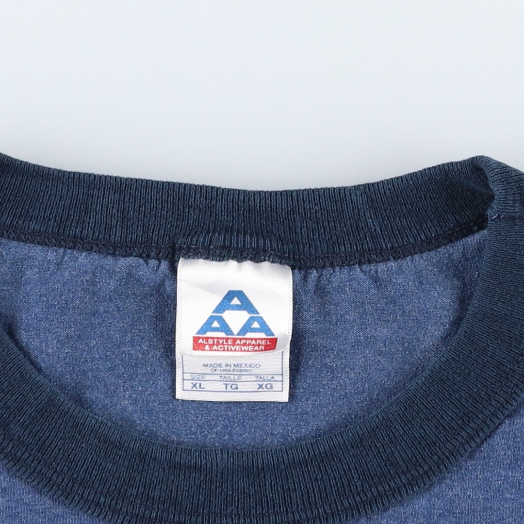 2000'S ALSTYLE Ringer T-shirt, Men's XL equivalent. cotton navy blue type Vintage Second Hand