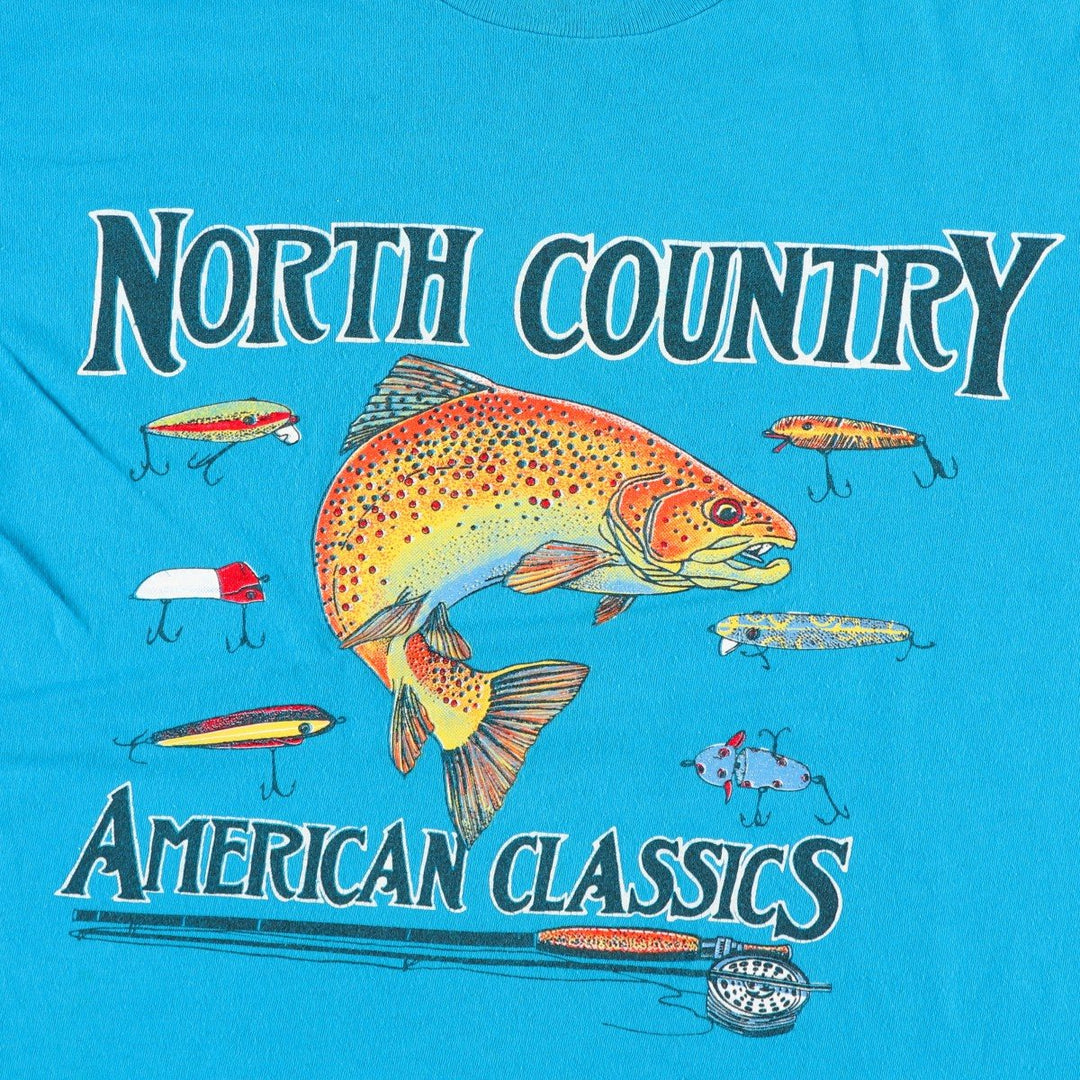 ~90'S Fish Print Animal T-Shirt, Men's Size S (Equivalent), Vintage unclear blue type Vintage Second Hand