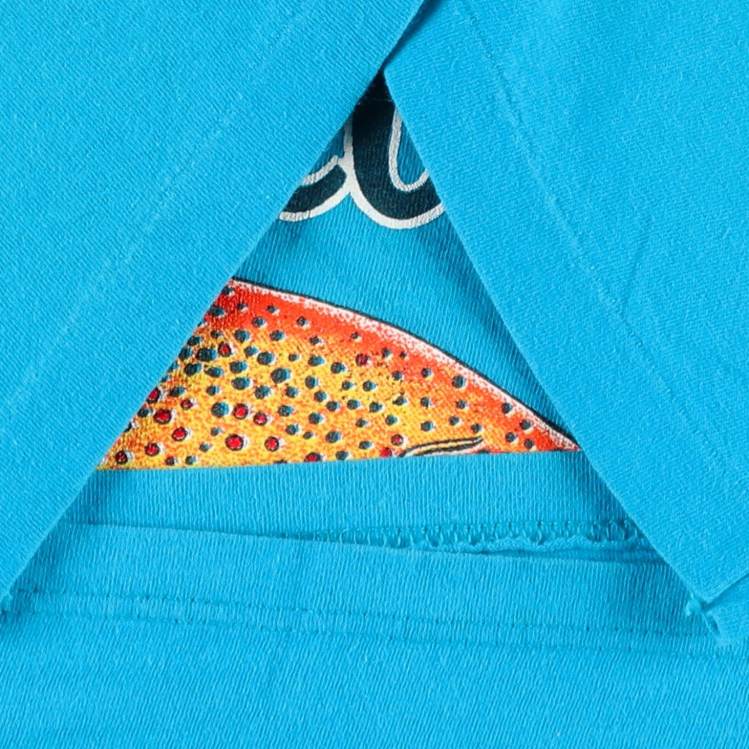 ~90'S Fish Print Animal T-Shirt, Men's Size S (Equivalent), Vintage unclear blue type Vintage Second Hand