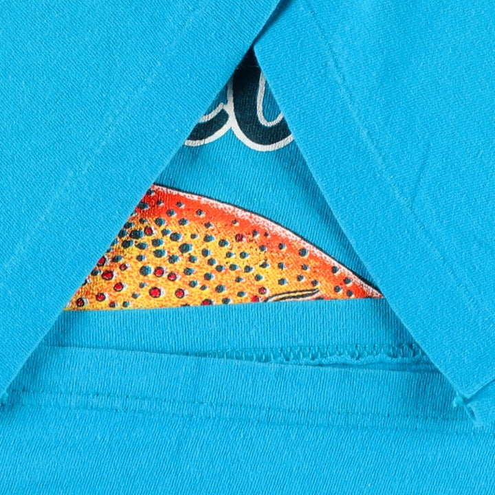 ~90'S Fish Print Animal T-Shirt, Men's Size S (Equivalent), Vintage unclear blue type Vintage Second Hand