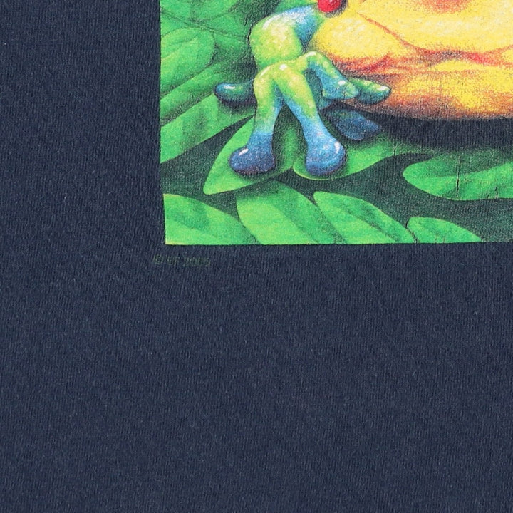 2000'S Frog Pattern Animal T-Shirt, Men's XL (approx.) unclear navy blue type Vintage Second Hand