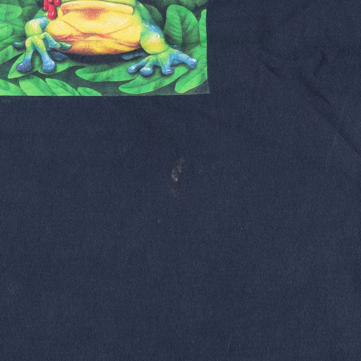 2000'S Frog Pattern Animal T-Shirt, Men's XL (approx.) unclear navy blue type Vintage Second Hand