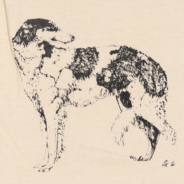 ~90'S Animal Pattern Dog Print Animal T-Shirt Men's XL Equivalent Vintage unclear Beige type Vintage Second Hand